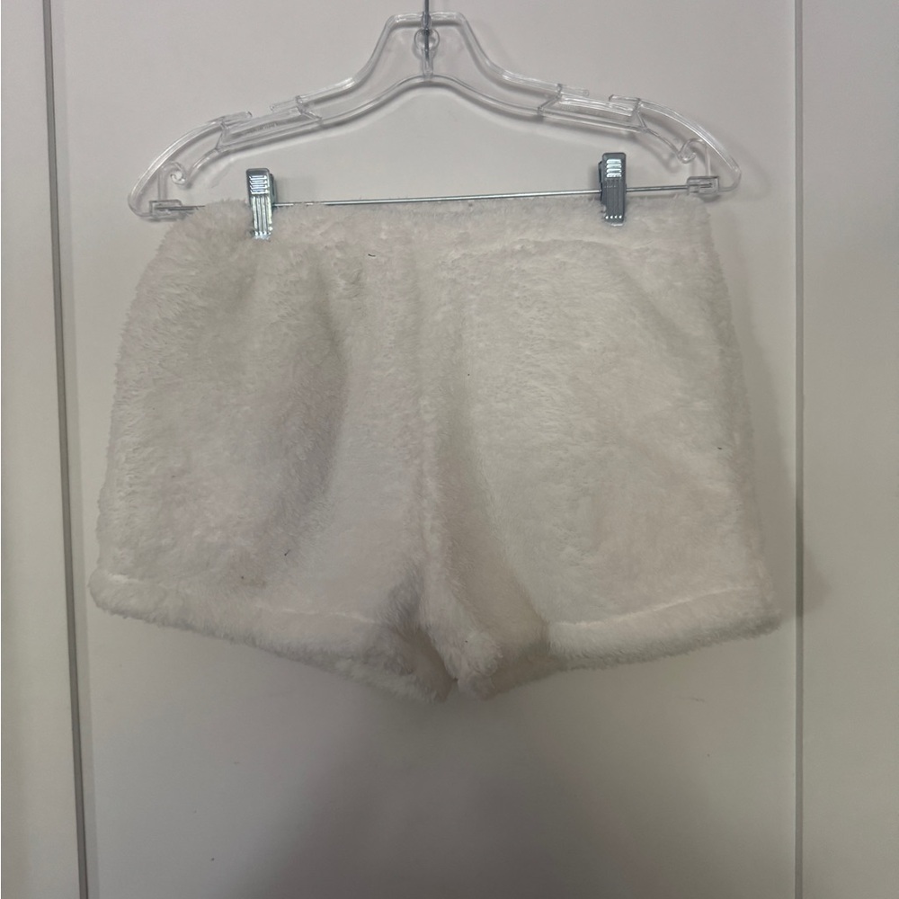 Soft White Fleece Women Shorts